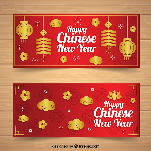 Platte chinese nieuwe jaar banners