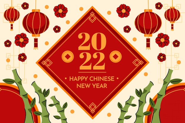Platte chinese nieuwjaarsachtergrond