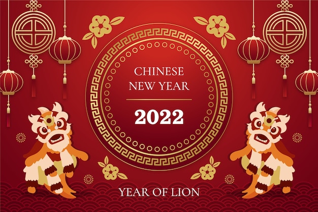 Platte chinese nieuwjaarsachtergrond
