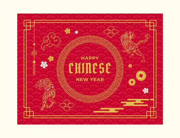 Platte Chinese nieuwjaarsfotocall-sjabloon