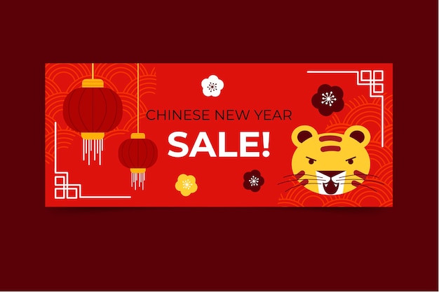 Platte chinese nieuwjaarsverkoop horizontale banner