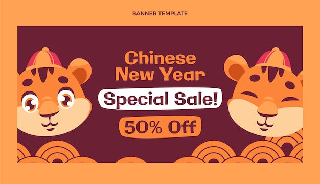 Platte chinese nieuwjaarsverkoop horizontale banner