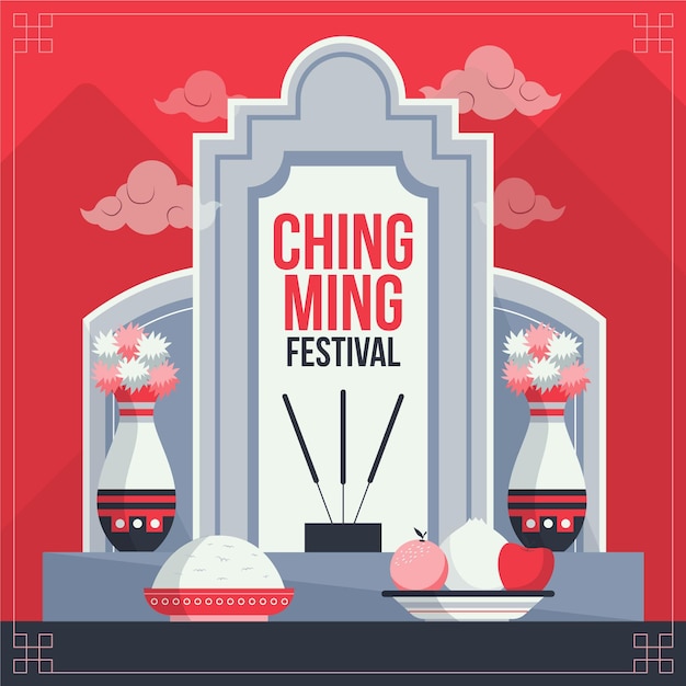 Gratis vector platte ching ming festival illustratie