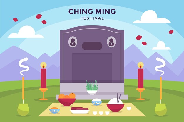 Platte ching ming festival viering illustratie