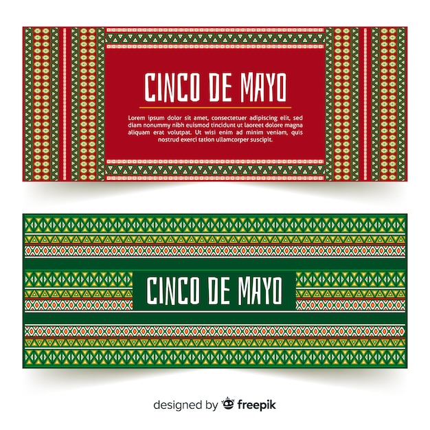 Gratis vector platte cinco de mayo banners