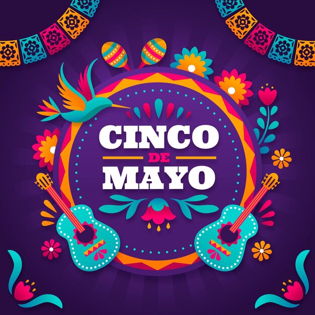 Platte cinco de mayo illustratie