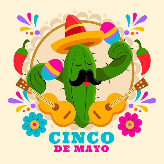 Platte cinco de mayo illustratie