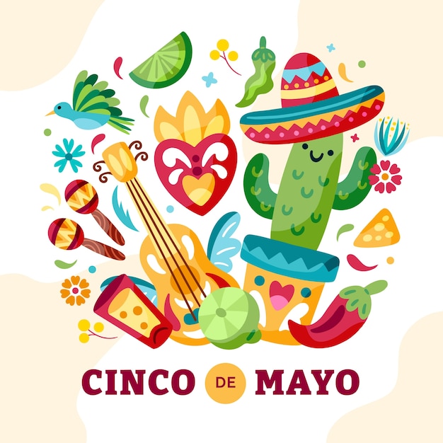 Platte cinco de mayo illustratie