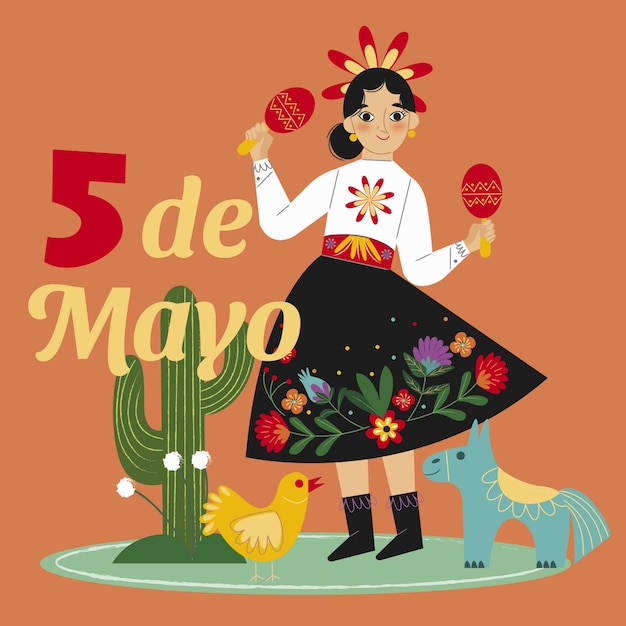 Platte cinco de mayo illustratie