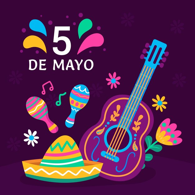 Platte cinco de mayo illustratie