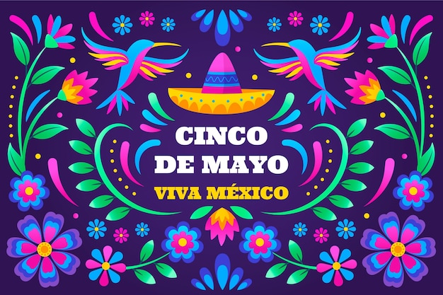 Gratis vector platte cinco de mayo mexicaanse achtergrond