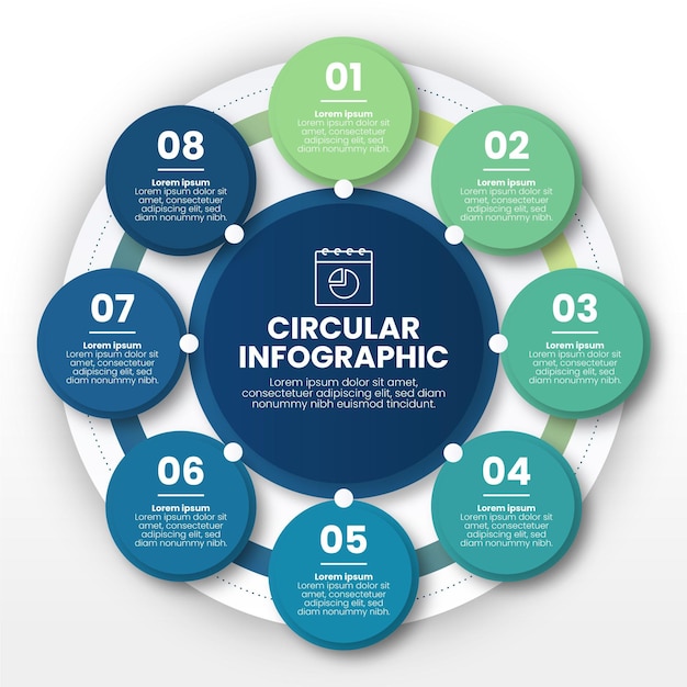 Platte circulaire diagram infographic sjabloon