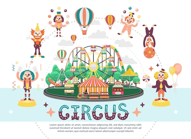 Platte circus carnaval ronde samenstelling