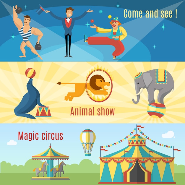 Gratis vector platte circusbanners