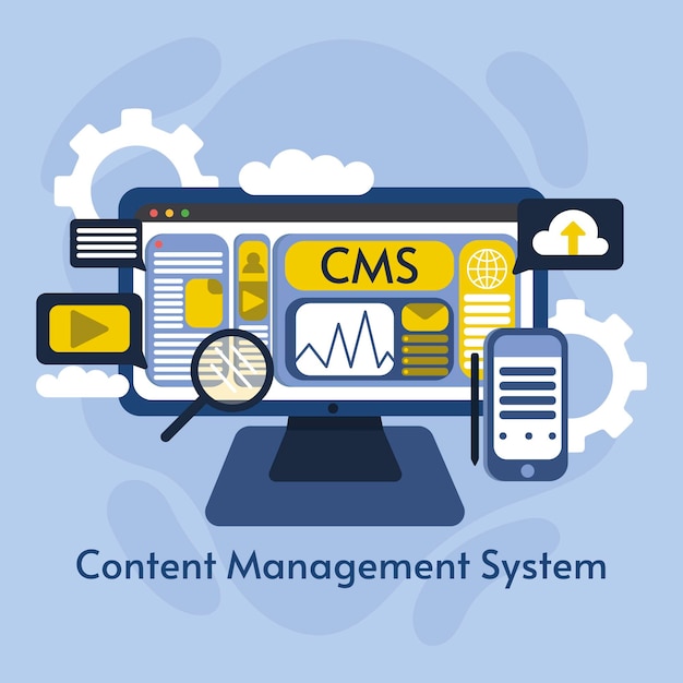 Platte cms-illustratie