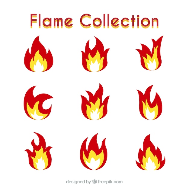 Gratis vector platte collectie decoratieve vlammen