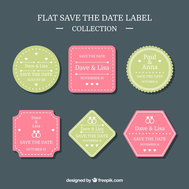 Gratis vector platte collectie trouwlabels