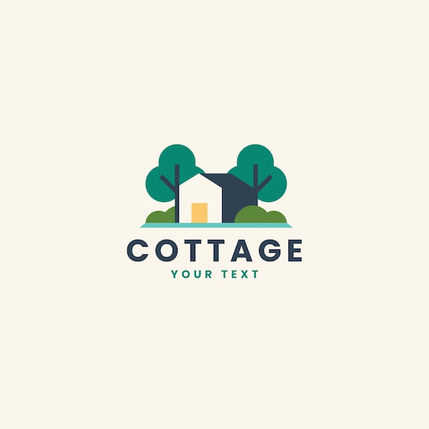 Gratis vector platte cottage-logo