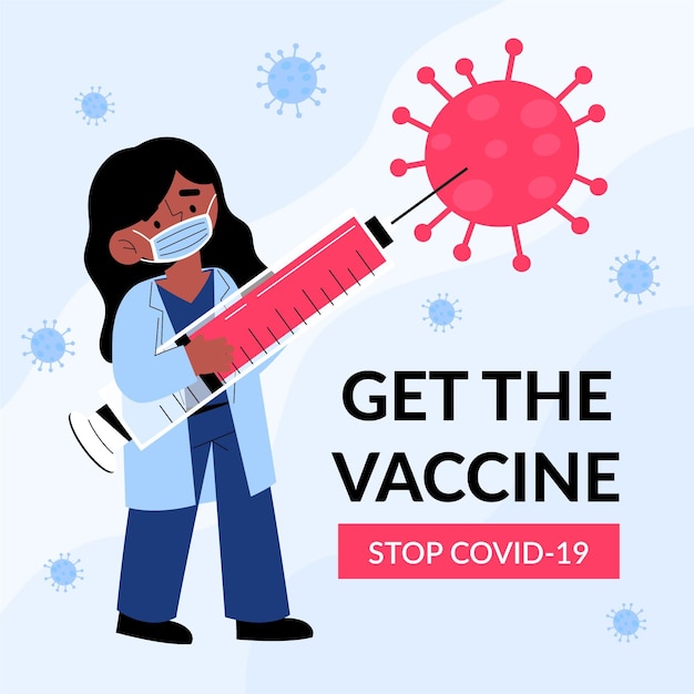 Gratis vector platte covid19-vaccinatiecampagne