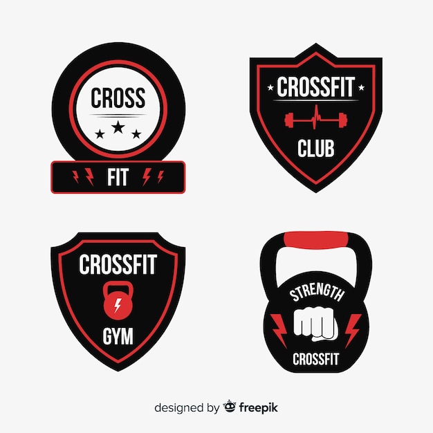 Gratis vector platte crossfit-logo sjabloonverzameling