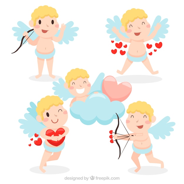 Gratis vector platte cupido-karakterverzameling