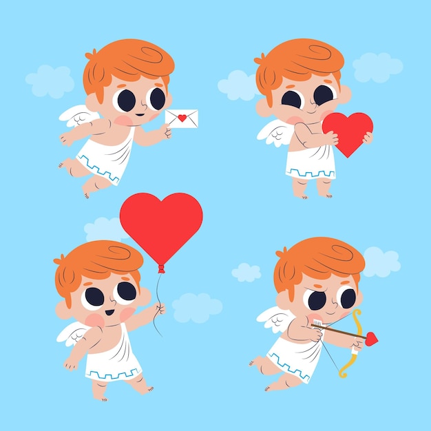 Gratis vector platte cupido-tekencollectie