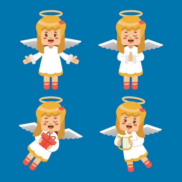 Gratis vector platte cupido-tekenset