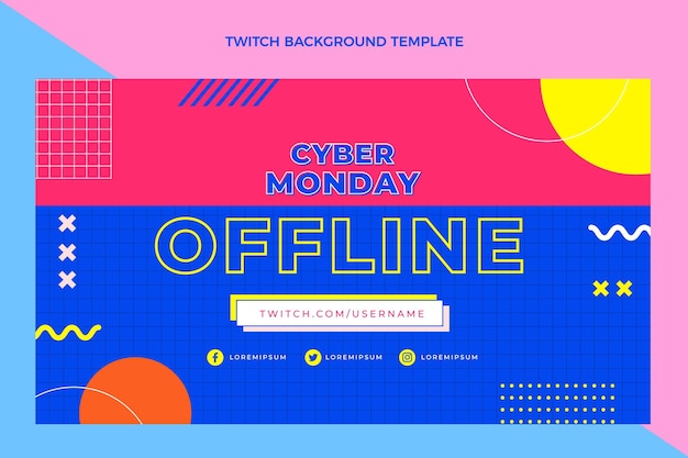 Gratis vector platte cyber maandag twitch achtergrond