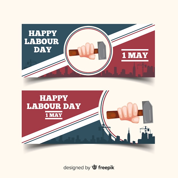 Gratis vector platte dag van de arbeid banners