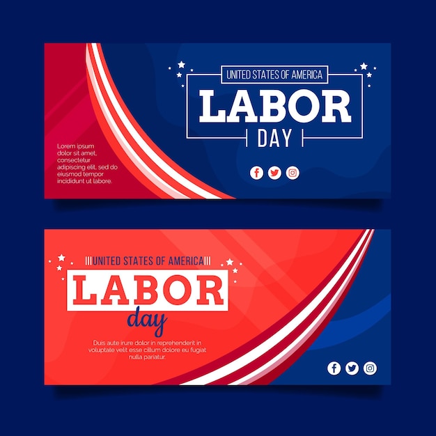 Gratis vector platte dag van de arbeid horizontale banners set