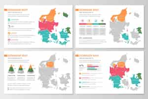 Gratis vector platte denemarken kaart infographic