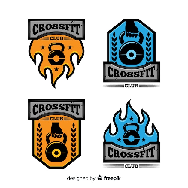 Gratis vector platte design crossfit logo-collectie