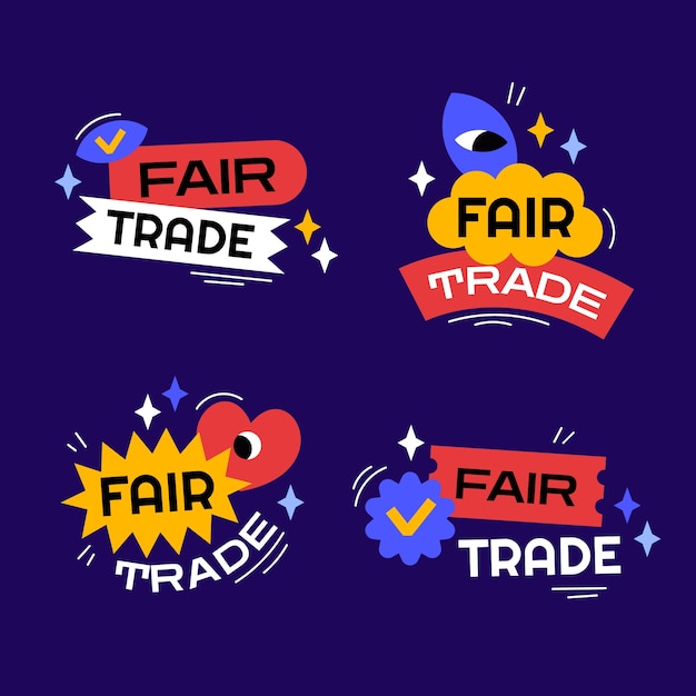 Gratis vector platte design fairtrade labelcollectie