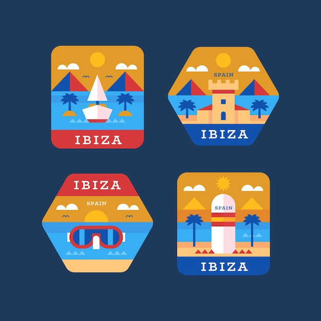 Gratis vector platte design ibiza labelcollectie