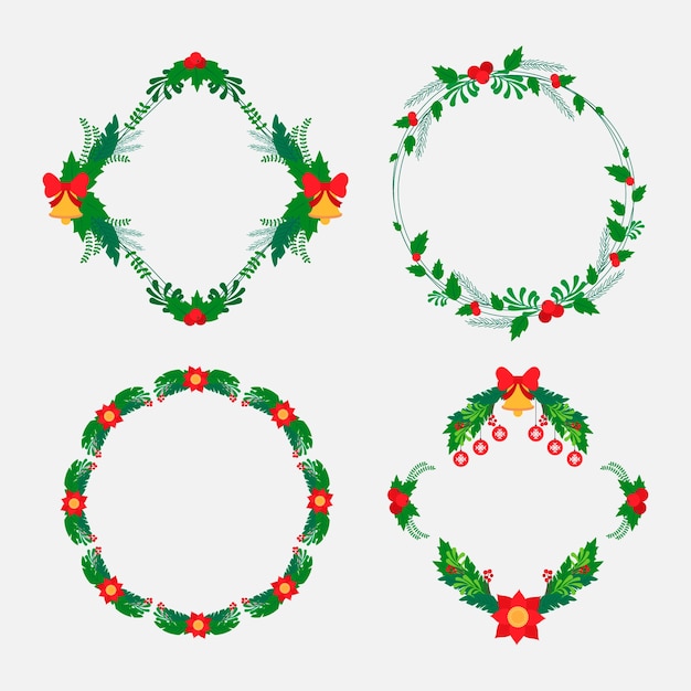 Gratis vector platte design pack kerstkaders en randen