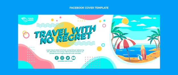 Platte design reis facebook cover met strand