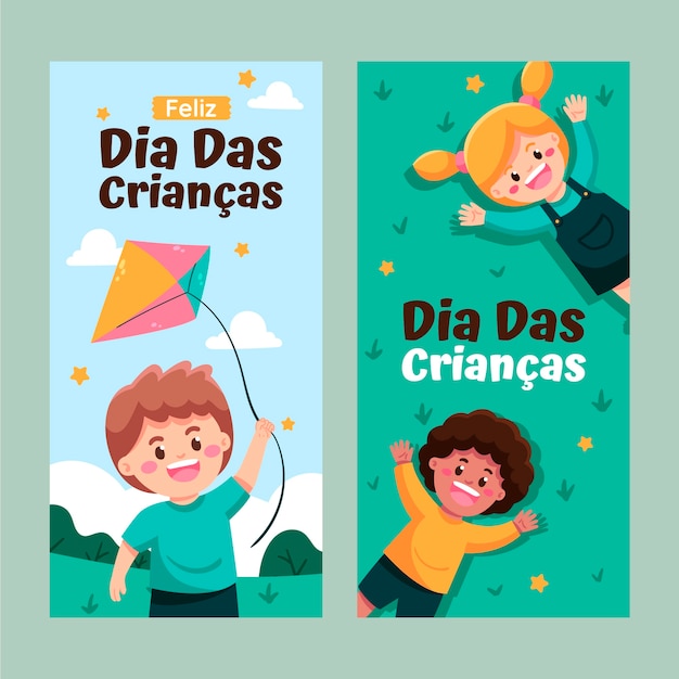 Platte dia das criancas verticale banners set