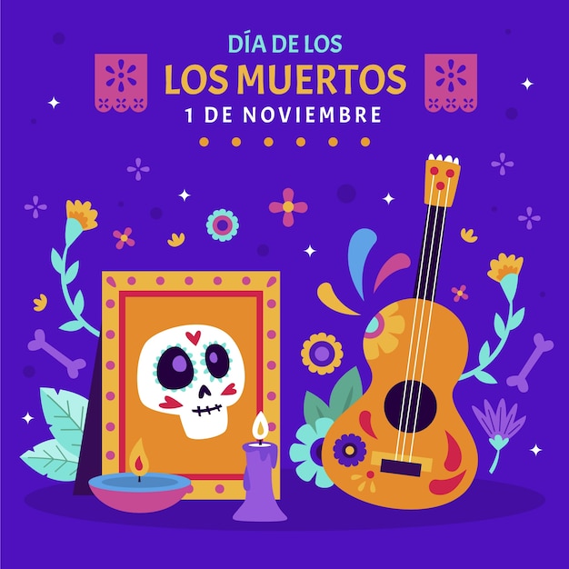 Platte dia de muertos illustratie