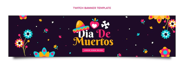 Platte dia de muertos twitch voorbladsjabloon