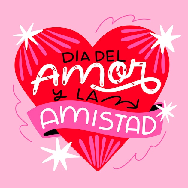 Gratis vector platte dia del amor y la amistad tekst illustratie