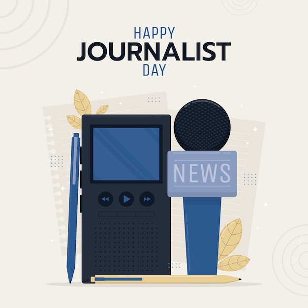 Gratis vector platte dia del periodista illustratie