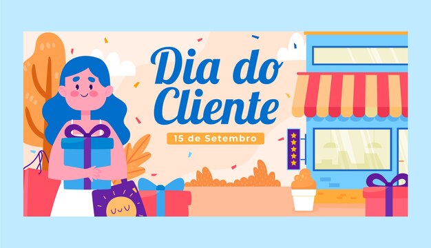 Platte dia doe cliente horizontale bannersjabloon