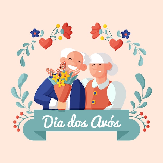 Gratis vector platte dia dos avos illustratie