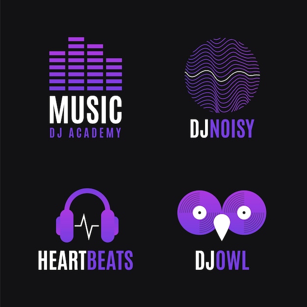 Gratis vector platte dj logo collectie