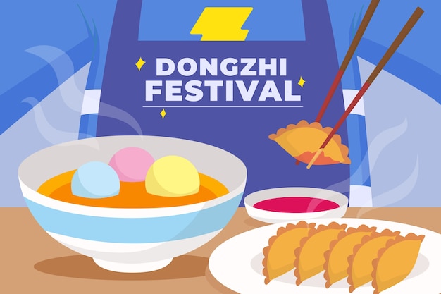 Gratis vector platte dongzhi festival achtergrond