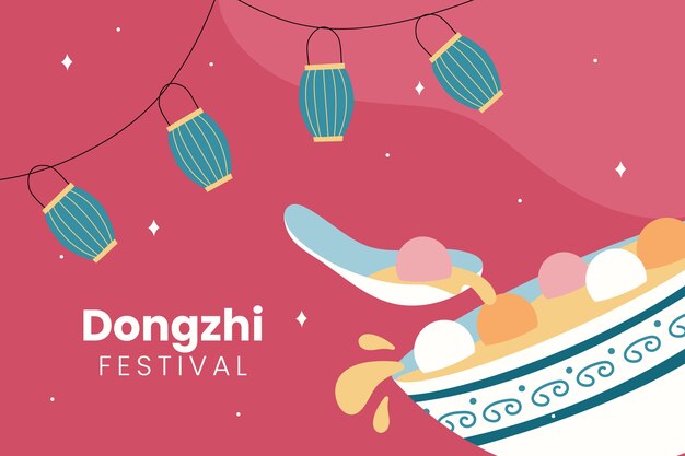 Gratis vector platte dongzhi festival achtergrond