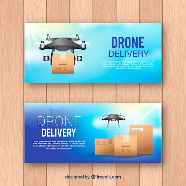 Gratis vector platte drone-banners