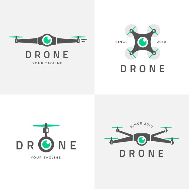 Platte drone logo-collectie