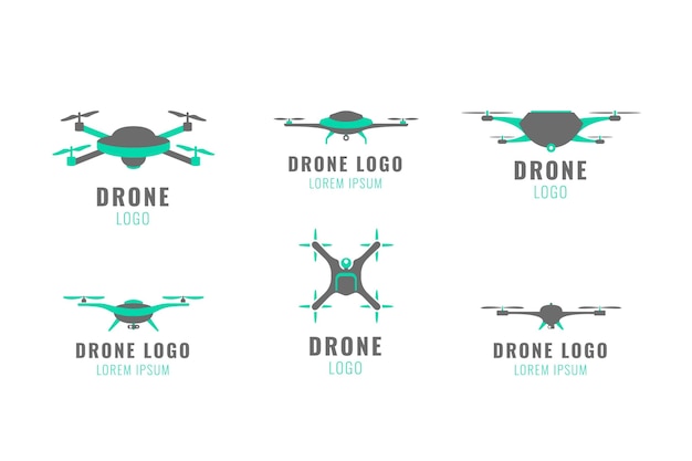 Gratis vector platte drone logo-collectie