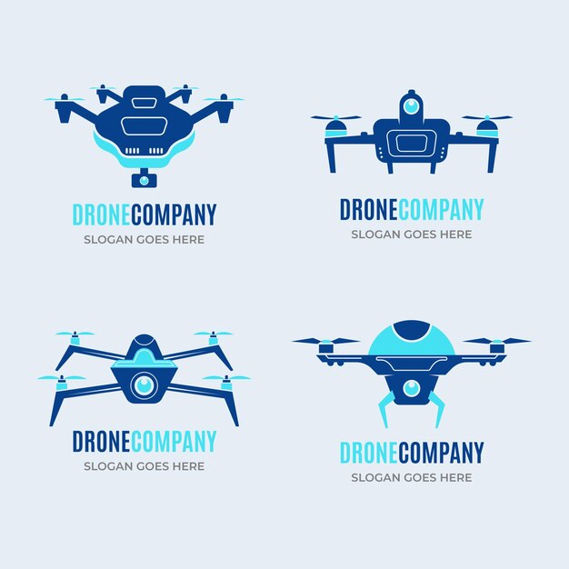 Platte drone logo-collectie